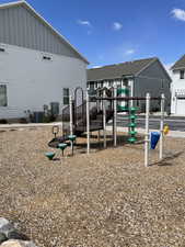 Community play area with central air condition unit