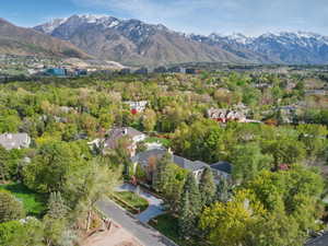 Aerial view featuring a mountain view