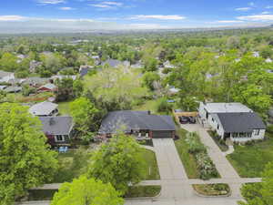 Aerial perspective of suburban area