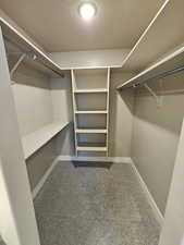 Walk in closet featuring carpet floors