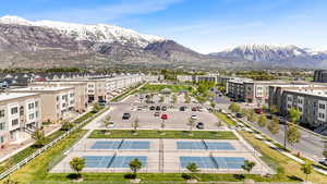 Drone / aerial view featuring a mountain view