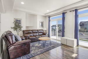 Living area featuring recessed lighting and wood finished floors
