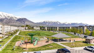 Exterior space featuring a mountain view
