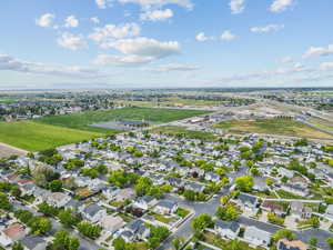 Birds eye view of property with a residential view