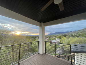 Deck featuring a mountain view