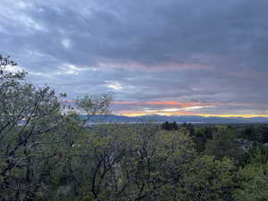 Property view of mountains featuring a view of trees