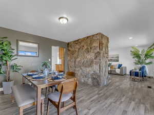 Dining room featuring light wood-style floors