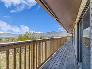 Wooden terrace with a mountain view