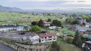 Aerial view of a mountainous background