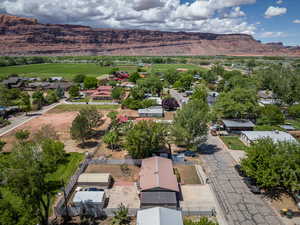 Drone / aerial view of a mountainous background