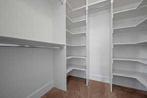 Walk in closet featuring carpet flooring