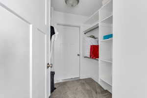 Spacious closet with carpet floors
