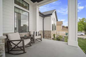 View of patio with covered porch