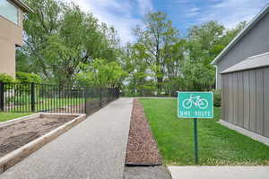 View of community with bike and walking path alongside Kays creek