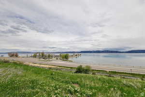 Water view with a mountainous background