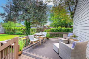 Large Wood Deck with fenced yard