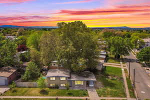 Aerial view at dusk of a mountain view