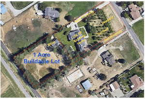 Aerial overview of property's location featuring property parcel outlined