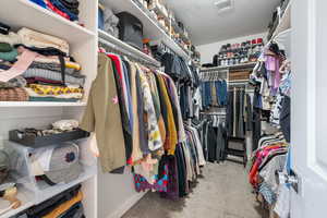 Walk in closet with carpet