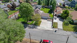 Aerial perspective of suburban area