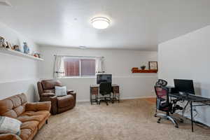 Office featuring carpet flooring and baseboards