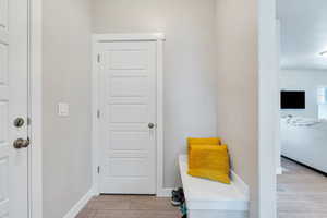 Mudroom with coat closet
