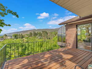 Wooden terrace with a mountain view