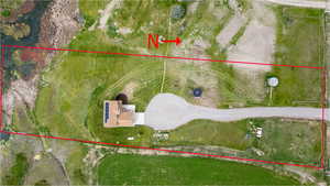Aerial view of property's location with property boundaries highlighted