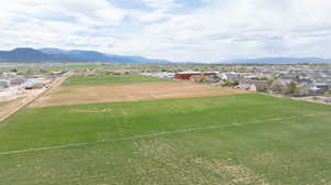 Aerial perspective of suburban area featuring mountains