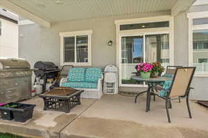 View of patio with area for grilling