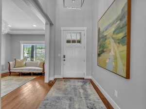 Entryway featuring dark wood finished floors