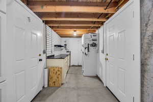 View of unfinished basement
