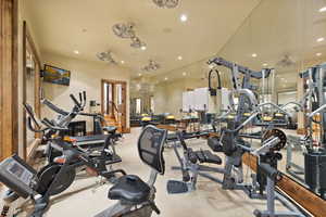 Gym featuring recessed lighting