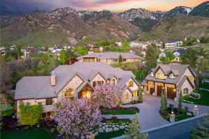 Drone / aerial view featuring a mountain view