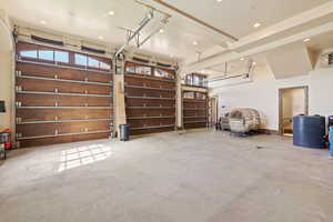 Garage with recessed lighting