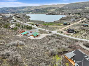 Drone / aerial view of a water and mountain view