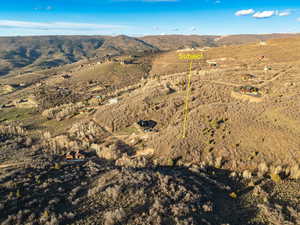 View of property location with mountains and property parcel outlined