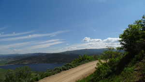 View of mountain background with a nearby body of water