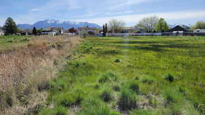 View of mountain background featuring nearby suburban area