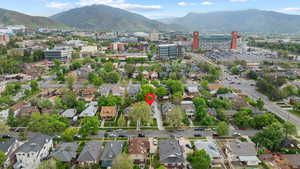 Drone / aerial view featuring a mountain view
