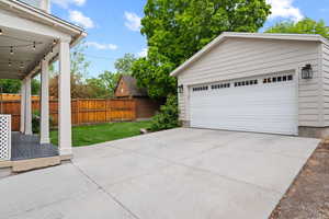 Detached two car garage with enough length to fit a full size truck
