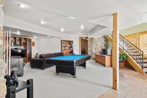 Family room with area for a pool table