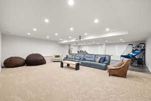 Basement living area & theatre room