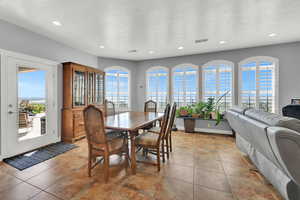 Dining space featuring baseboards, recessed lighting, and visible vents