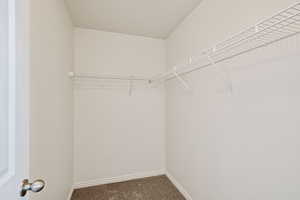 Spacious closet with carpet flooring