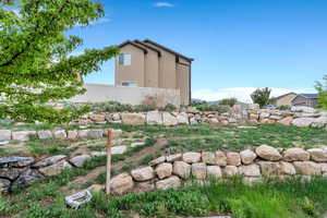 Terraced yard with retaining walls
