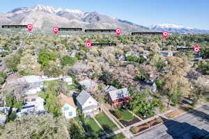 Bird's eye view with a mountain view