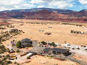 Aerial View with  mountain backdrop