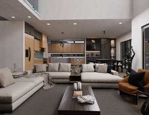 Living area featuring recessed lighting
