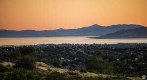 Mountain view featuring a large body of water
